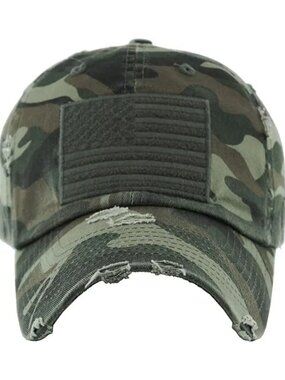 American Flag Patriotic USA Flag Green Camo Hat –  Baseball Cap for Men & Women